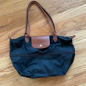 Expandable Black & Brown Longchamp Bag